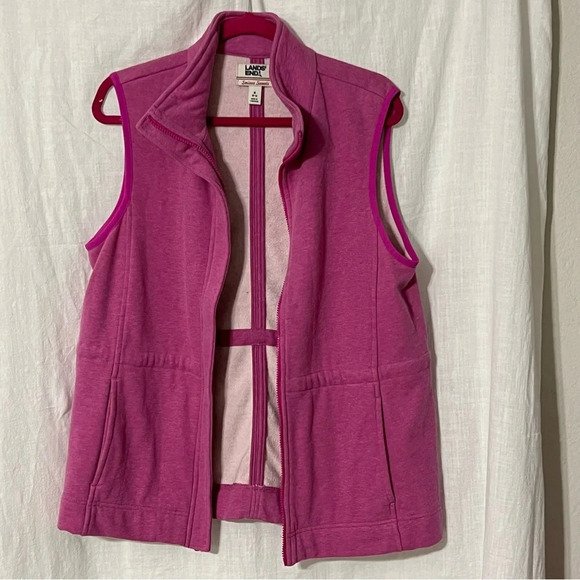 Women's Lands' End Serious Sweats Vest Women's Size Medium Pink Sleeveless - Picture 8 of 8